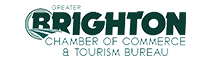 brighton Logo of the Greater Brighton Chamber of Commerce & Tourism Bureau, with Brighton in large green letters and a wave-like graphic on the left.